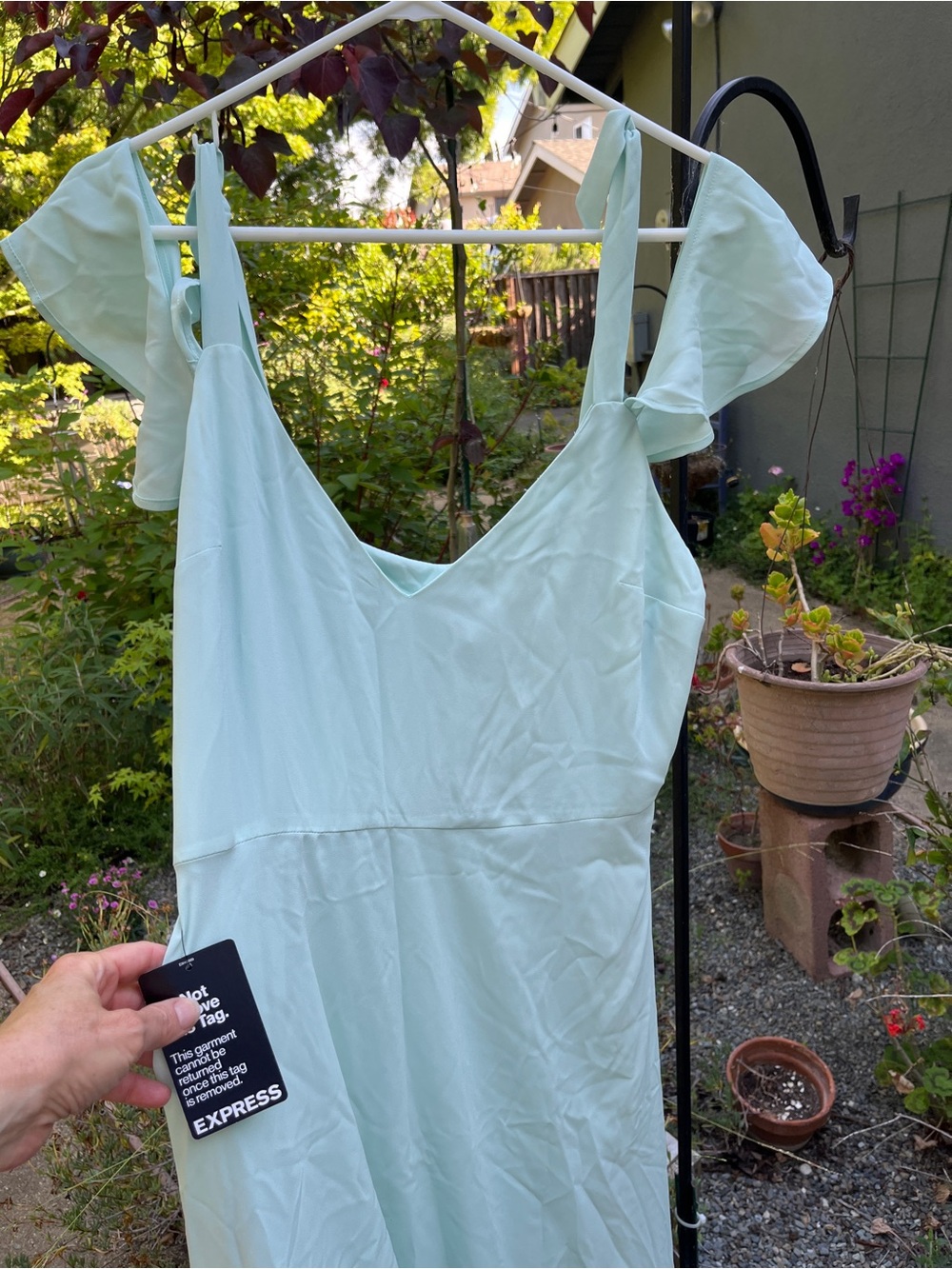 Express Mint Green V-Neck Slip Dress with Ruffle Straps